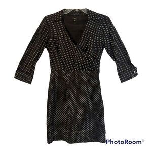 Ann Taylor Black and White Polka Dot Wrap Dress Size 2P
